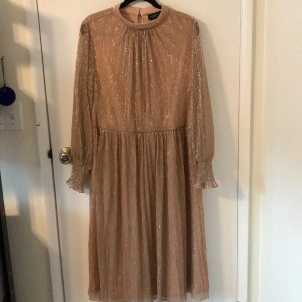 Eloquii Midi Maxi Gold Dress